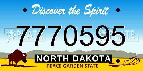 7770595 North Dakota License Plate