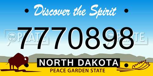 7770898 North Dakota License Plate