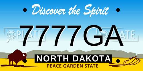 7777GA North Dakota License Plate