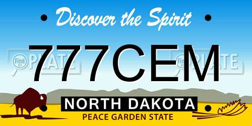 777CEM North Dakota License Plate