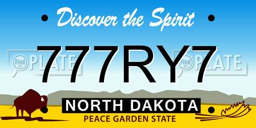 777RY7 North Dakota License Plate