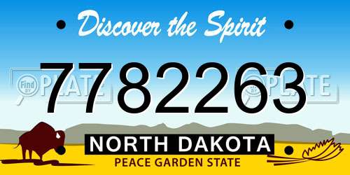 7782263 North Dakota License Plate