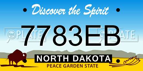 7783EB North Dakota License Plate