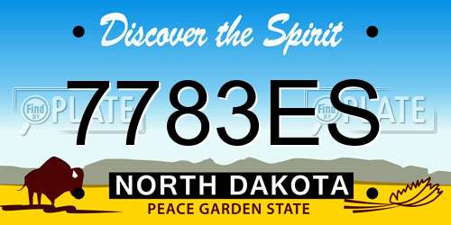 7783ES North Dakota License Plate