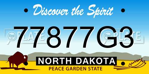77877G3 North Dakota License Plate