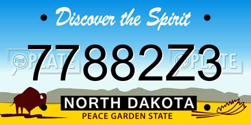 77882Z3 North Dakota License Plate
