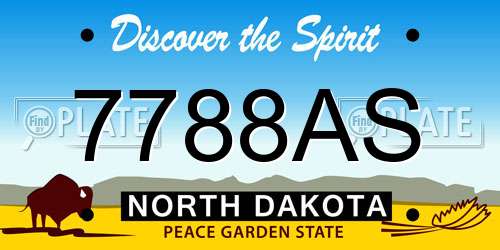 7788AS North Dakota License Plate