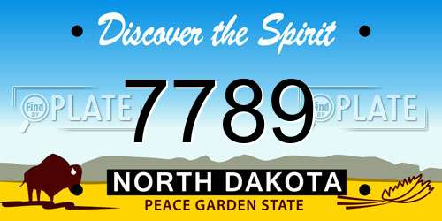 7789 North Dakota License Plate