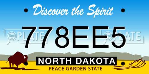 778EE5 North Dakota License Plate