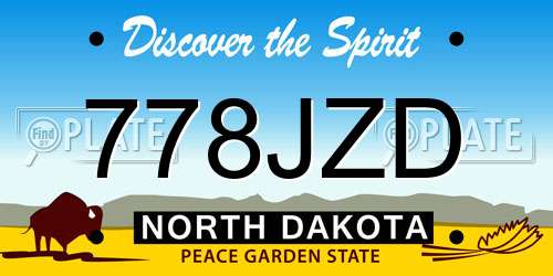 778JZD North Dakota License Plate