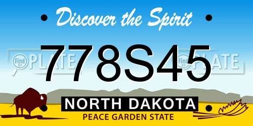 778S45 North Dakota License Plate
