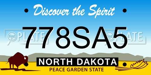778SA5 North Dakota License Plate