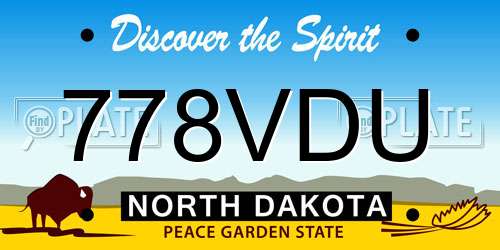 778VDU North Dakota License Plate