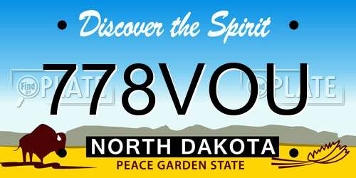 778VOU North Dakota License Plate