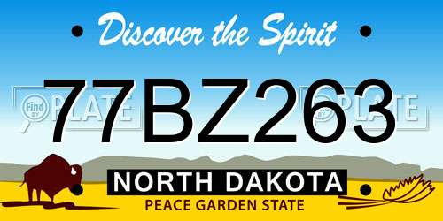 77BZ263 North Dakota License Plate