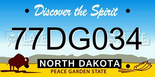 77DG034 North Dakota License Plate