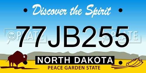 77JB255 North Dakota License Plate