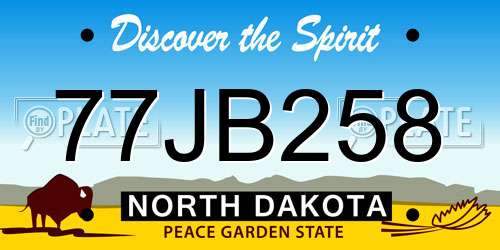 77JB258 North Dakota License Plate