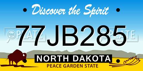 77JB285 North Dakota License Plate