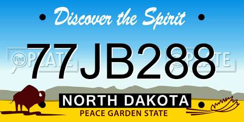 77JB288 North Dakota License Plate