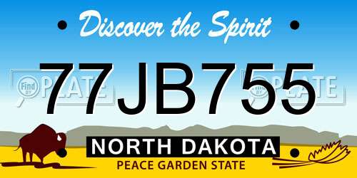 77JB755 North Dakota License Plate