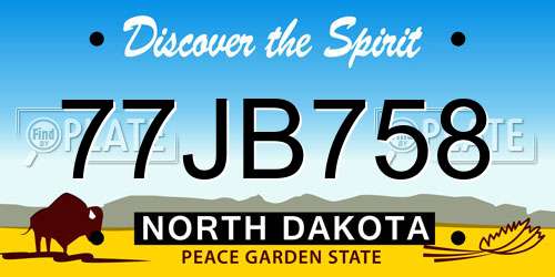 77JB758 North Dakota License Plate