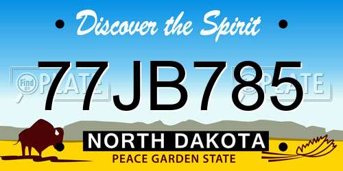 77JB785 North Dakota License Plate