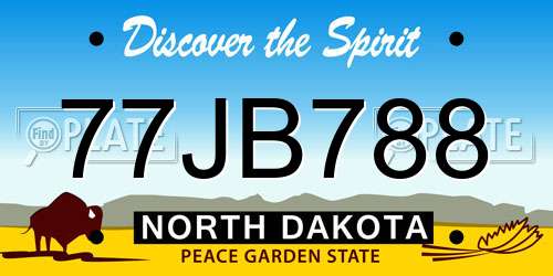 77JB788 North Dakota License Plate