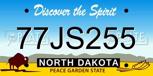 77JS255 North Dakota License Plate