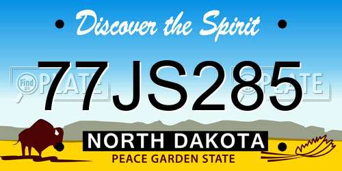 77JS285 North Dakota License Plate