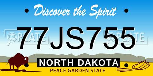 77JS755 North Dakota License Plate