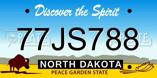 77JS788 North Dakota License Plate