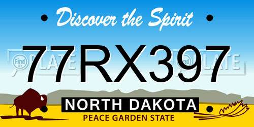 77RX397 North Dakota License Plate