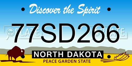77SD266 North Dakota License Plate