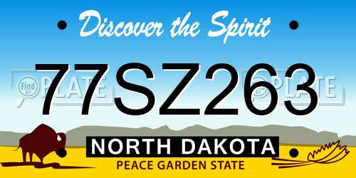 77SZ263 North Dakota License Plate