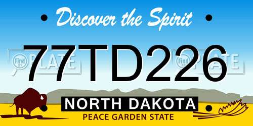 77TD226 North Dakota License Plate