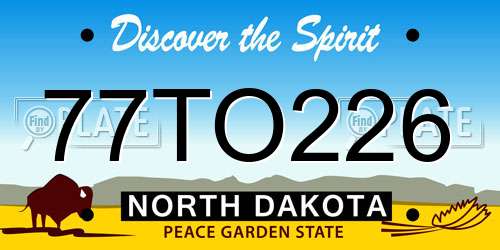 77TO226 North Dakota License Plate