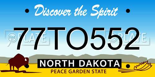 77TO552 North Dakota License Plate
