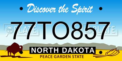 77TO857 North Dakota License Plate