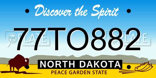 77TO882 North Dakota License Plate