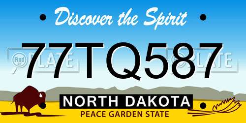 77TQ587 North Dakota License Plate