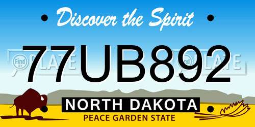 77UB892 North Dakota License Plate