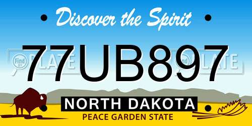 77UB897 North Dakota License Plate