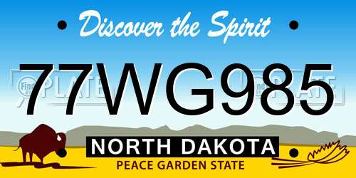 77WG985 North Dakota License Plate