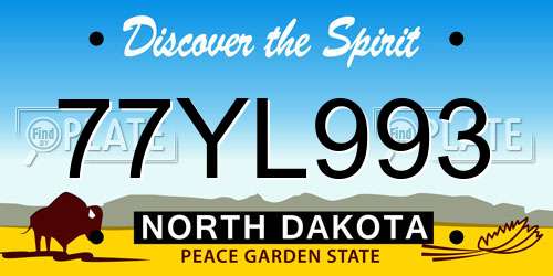 77YL993 North Dakota License Plate