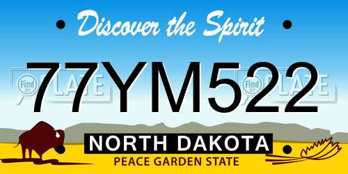 77YM522 North Dakota License Plate
