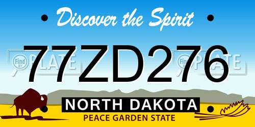 77ZD276 North Dakota License Plate