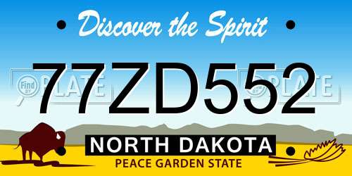 77ZD552 North Dakota License Plate