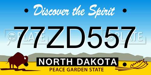 77ZD557 North Dakota License Plate