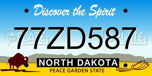 77ZD587 North Dakota License Plate